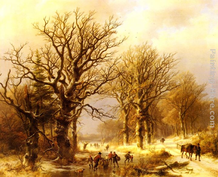 Winter painting - Johann Bernard Klombeck Winter art painting
